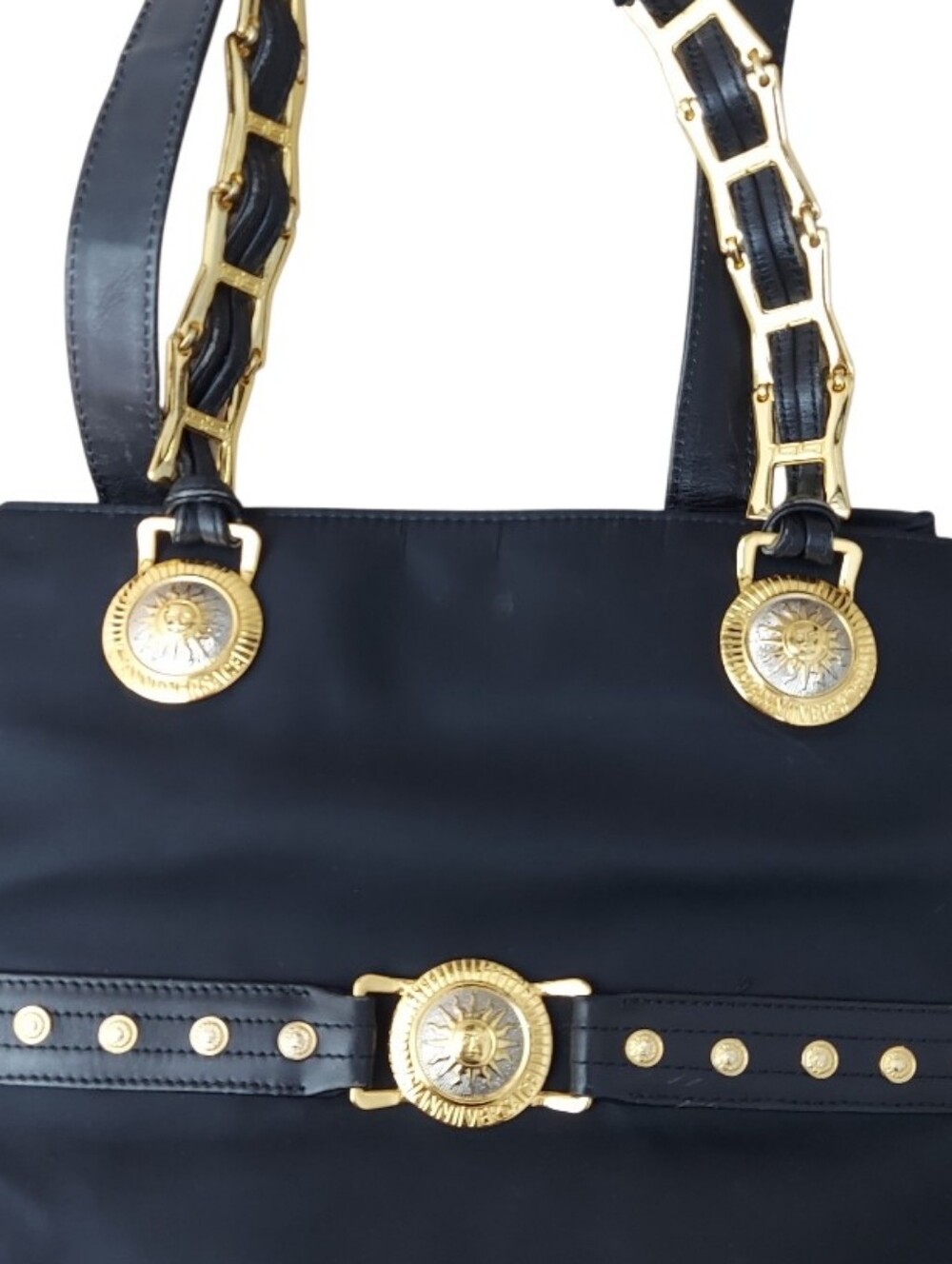 Versace Bag, Portatutto In Vitello, Black & Gold. Vimtage - Picture 6 of 14